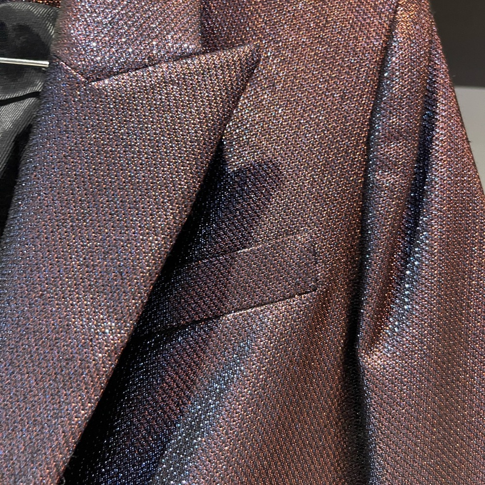 $798 VERONICA BEARD Ashburn Metallic Dickey Jacket Lamé Ruby shine Blazer Size 2 - Picture 10 of 16